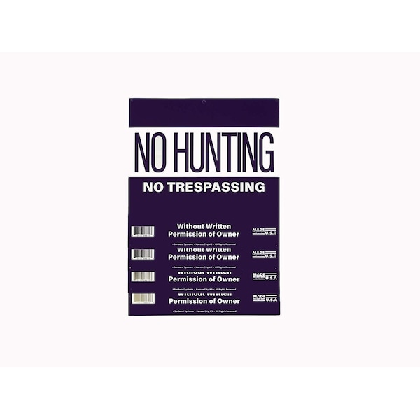 Sunburst Systems Sign No Hunting/No Trepassing, Plastic 12 in x 12 in, 4-Pack PK 8634 - main